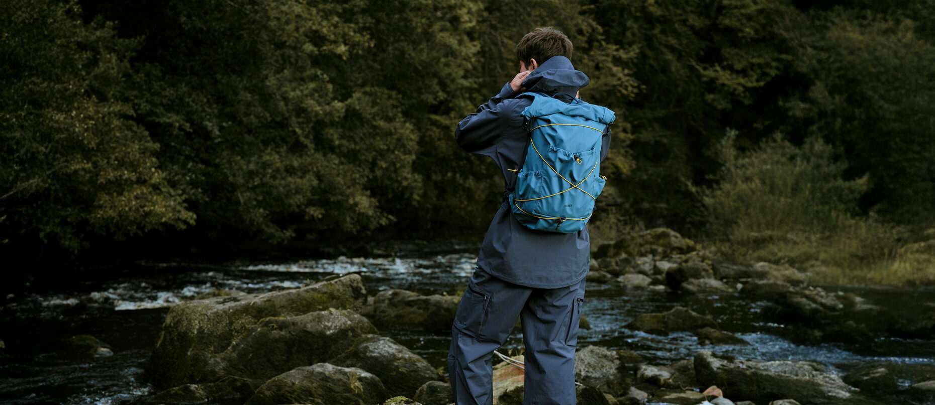 ELLIKER - Buckden Roll Top Backpack 24/35L, Ayre Long 3L Waterproof Shell Jacket, Bordley 3L Waterproof Shell Trousers