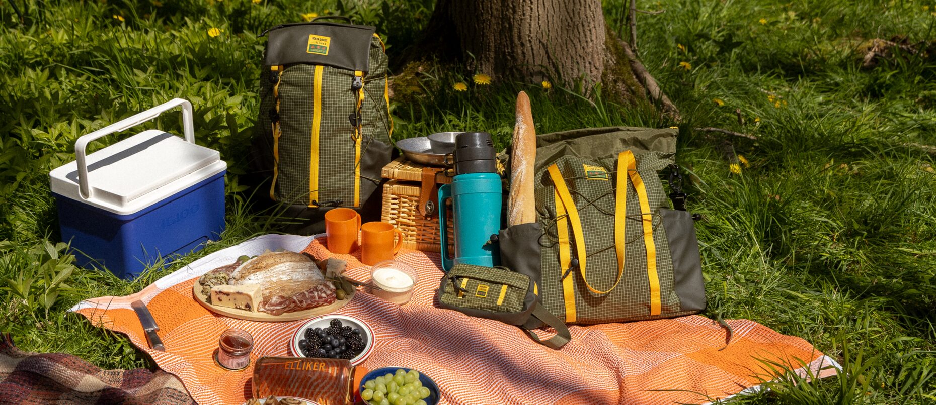 ELLIKER x Hikerdelic bags at the picnic